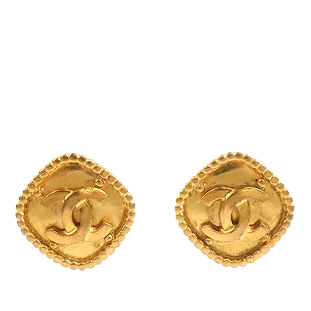 Pre-Loved Chanel CC Gold Plated Square Clip On Earrings